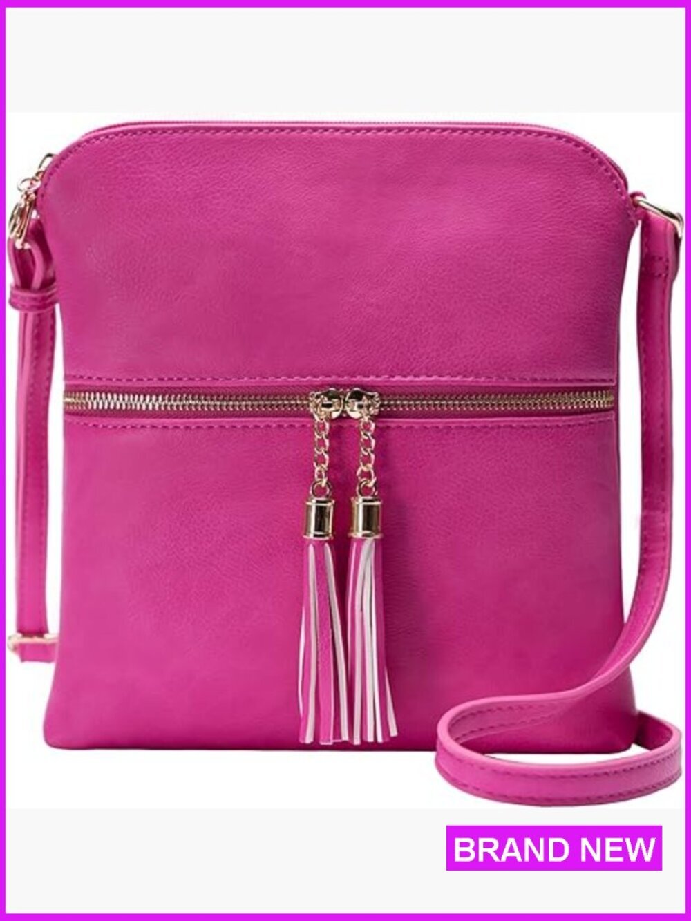 Lightweight Medium Crossbody Purse with Tassel Daily Use Travel Shoulder Bag